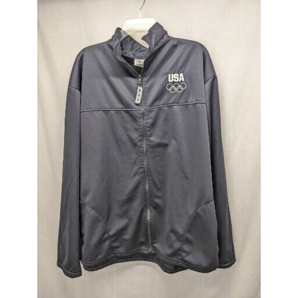 Olympic Committee Full Zip Jacket 2XL Black US Team Warm Up Track Made in USA - Picture 1 of 8